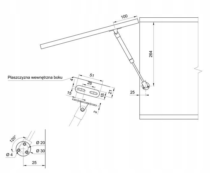 4 x ZESTAW - REJS SIŁOWNIK MEBLOWY PODNOŚNIK GAZOWY DO MEBLI 60N +
