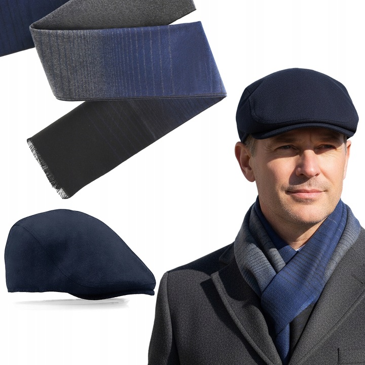 Kaszkiet Męski i Szalik Pako Jeans Elegancki Komplet Dla Niego