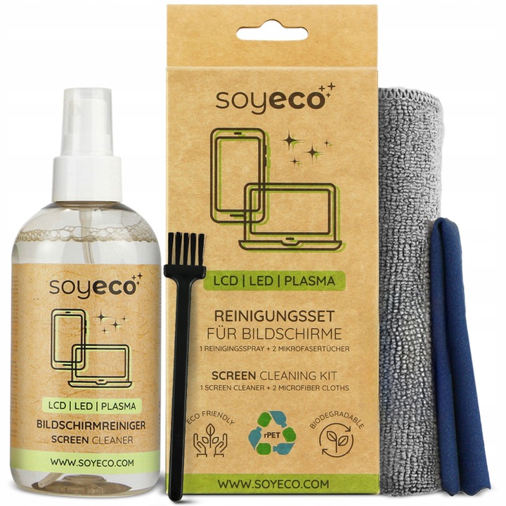 PŁYN DO CZYSZCZENIA EKRANÓW TV LCD LCD MONITORÓW ZESTAW Z MIKROFIBRĄ x2 -