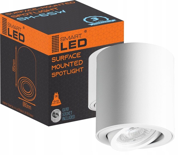 Oprawa halogenowa natynkowa GU10 Biały spot kinkiet sufitowa prosta walec