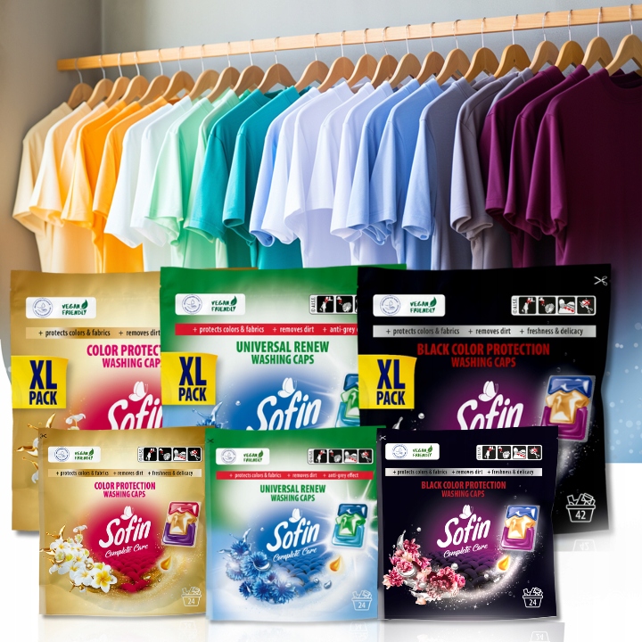 Sofin Kapsułki do Prania Kolorowych Tkanin Color Ochrona Kolorów 66 prań