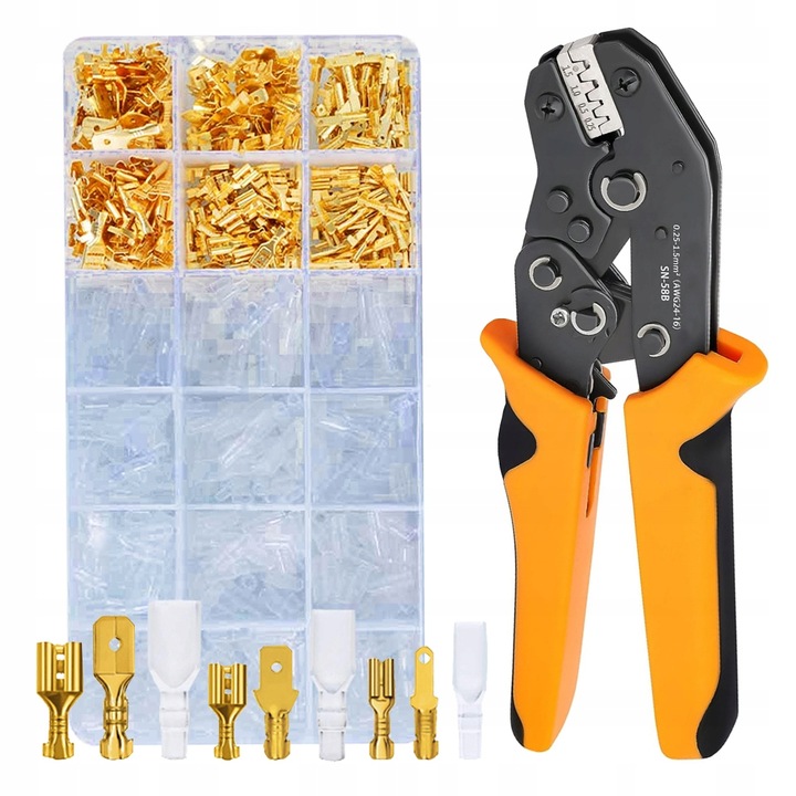 Zestaw zaciskarek do końcówek otwartych, 0,25-1,25 mm 600 końcówek