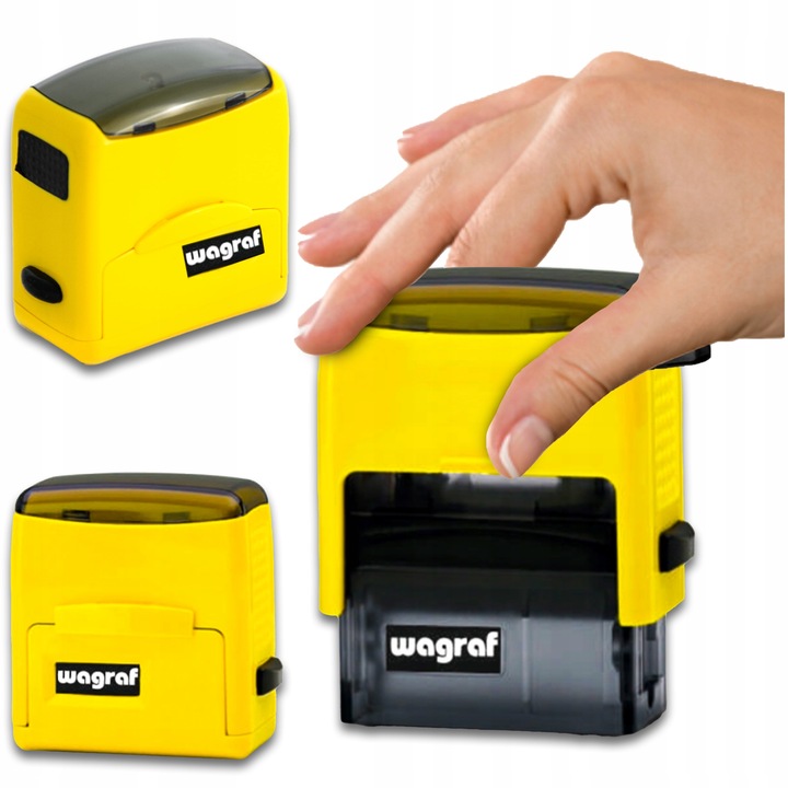 Pieczątka wagraf 4 firmowa LOGO Biurowa 6-7 linii tekstu kolory zatyczka