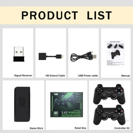 KONSOLA RETRO GRA TELEWIZYJNA BEZPRZEWODOWE 2 PADY 64G 20000 EMULATOR GIER