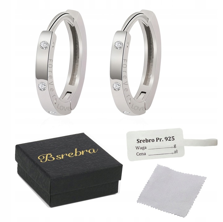 Kolczyki Srebrne PRÓBA 925 KOŁA OBRĘCZE SREBRO KÓŁKA z Cyrkoniami Damskie
