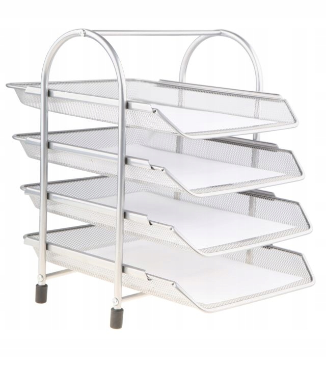 Organizer z szufladami półka na dokumenty Net 4A metal srebrna + klips 19mm