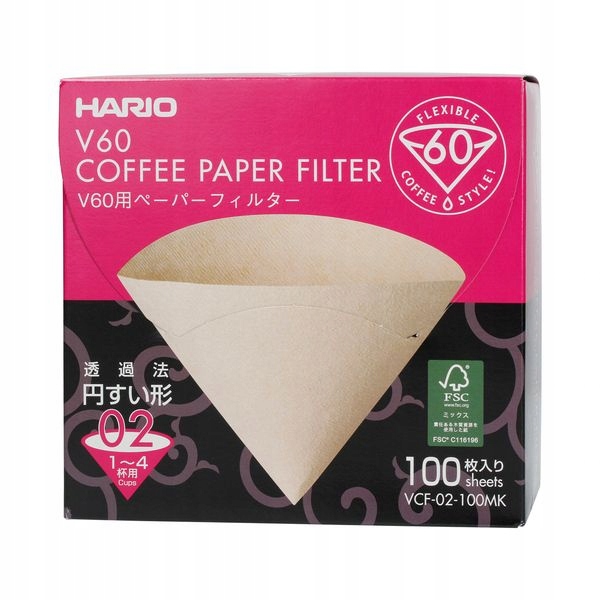 Hario filtry Misarashi brązowe V60-02 100Sztuk Box