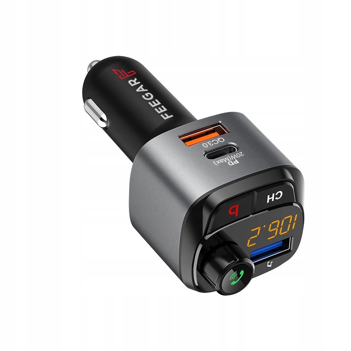 Transmiter FM Bluetooth BT Feegar Szybka Ładowarka QC 3.0 PD MP3 Audio