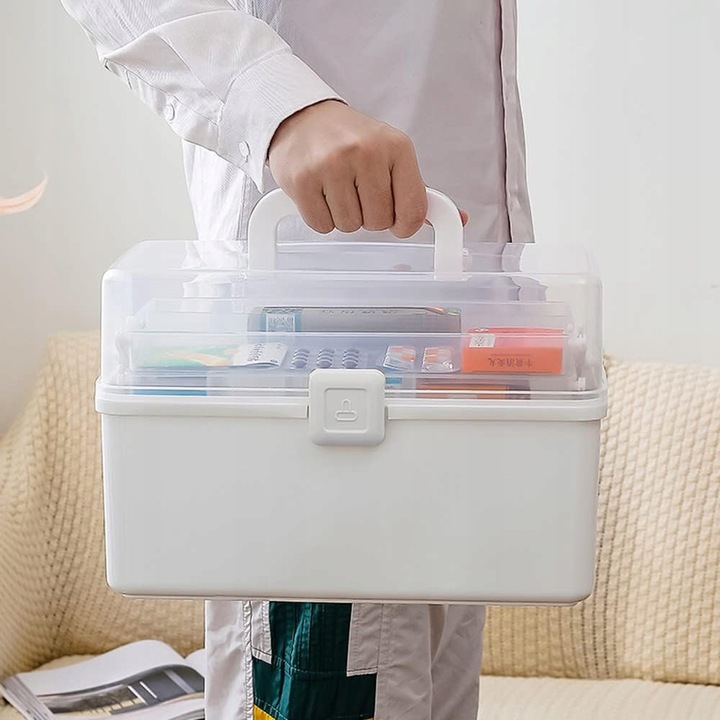 ORGANIZER POJEMNIK NA LEKI TABLETKI DUŻA ROZKŁADANA APTECZKA XXL PUDEŁKO