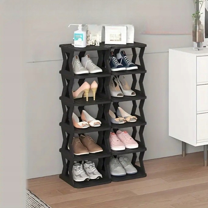SZAFKA NA BUTY REGAŁ PÓŁKA ORGANIZER STOJAK OBUWIE CZARNY MODUŁOWY 3