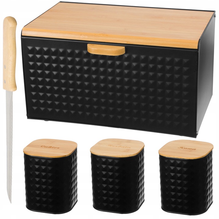 Chlebak w zestawie z 3 pojemnikami Czarny BB-1627
