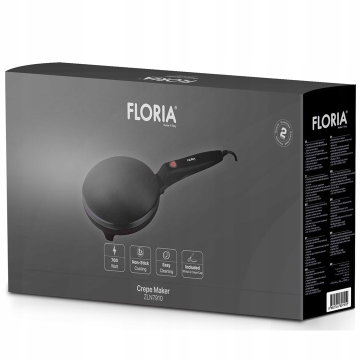 NALEŚNIKARKA ELEKTRYCZNA AUTOMATYCZNA CZARNA NON STICK 20CM 700W