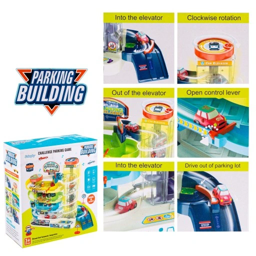 PARKING GARAŻ SAMOCHODOWY Z WINDĄ ZE ŚWIATŁEM I DŹWIĘKIEM AUTA ZAKRĘCONY