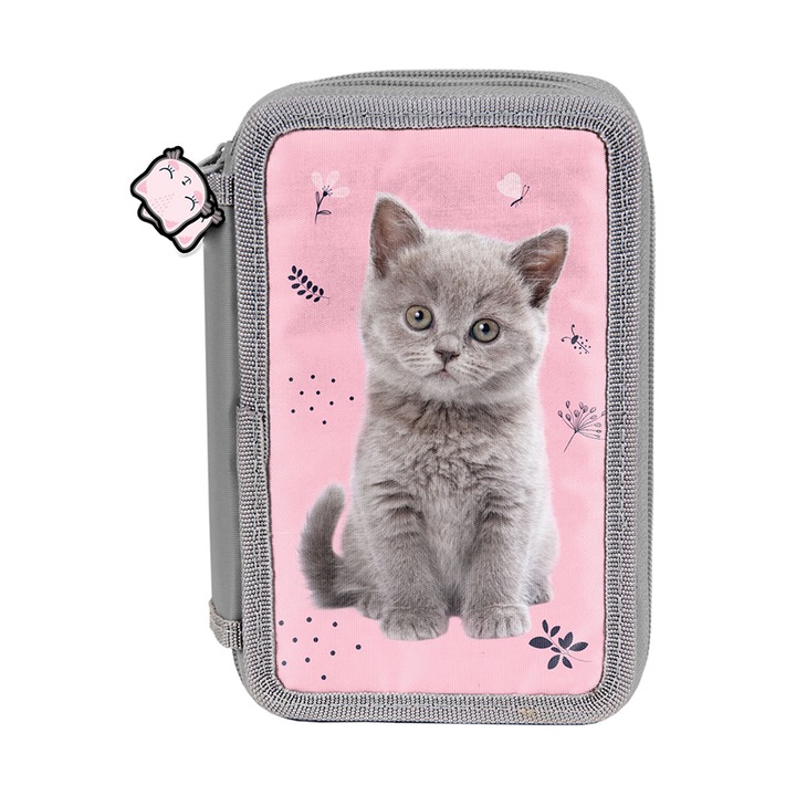 TRZYKOMOROWY PIÓRNIK SZKOLNY Z WYPOSAŻENIEM PASO z kotkiem KOTEK BRYTYJSKI