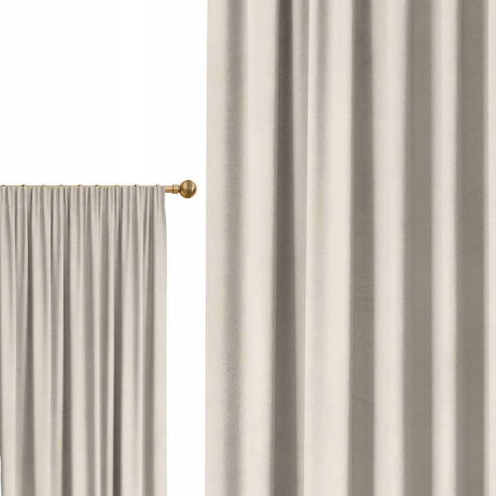 ZASŁONA WELUROWA NA TAŚMIE NA ŻABKI 140x250 KASZMIROWY BEŻOWA GRUBA