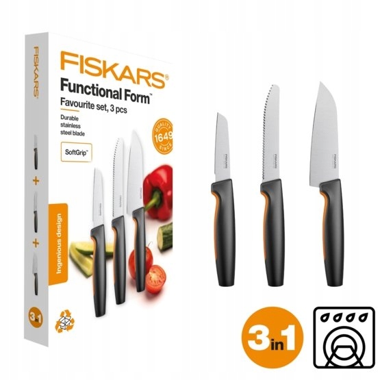 FISKARS FF KOMPLET 3 NOŻY STALOWYCH W PUDEŁKU 1057556 FAVOURITE SET