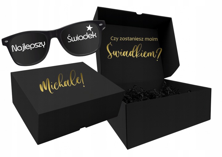 Pudełko box CZARNE czy zostaniesz ŚWIADKIEM Świadkową ślub prezent