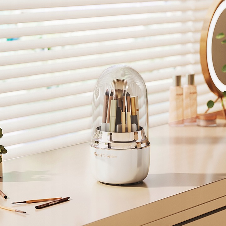 Obrotowy organizer pojemnik na pędzle do makijażu kosmetyki kuferek