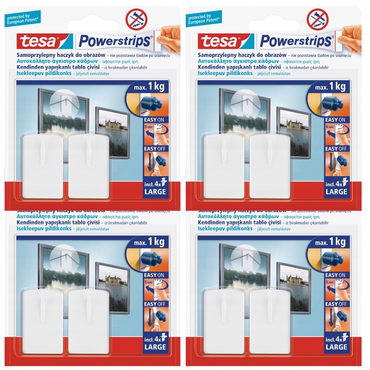 TESA POWERSTRIPS Haczyki samoprzylepne do ramek zdjęć obrazów 1kg