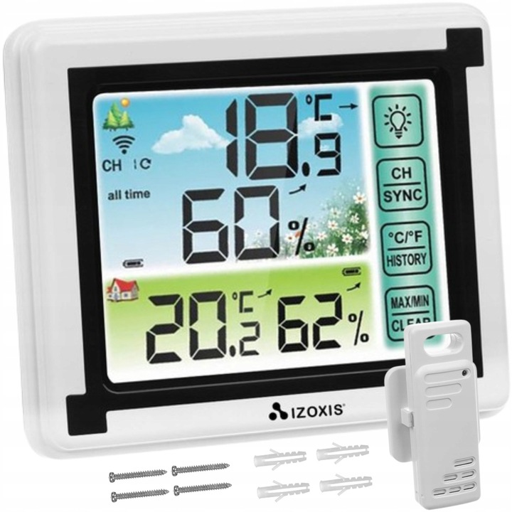 BEZPRZEWODOWA STACJA POGODY HIGROMETR TERMOMETR Z CZUJNIKIEM