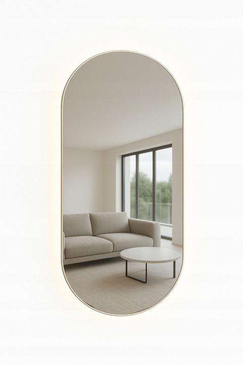 Lustro owalne LED COB łazienkowe, uniwersalne 100x50 cm bez ramy IP 67