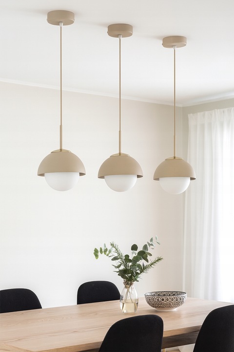 Lampa Sufitowa Wisząca Żyrandol Plafon Ecru Beż Cosmo