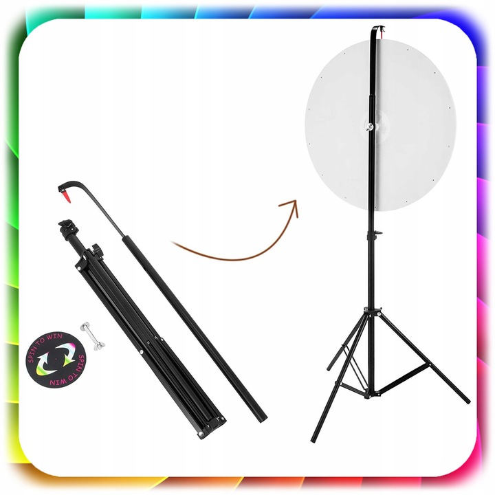 KOŁO FORTUNY ZE STOJAKIEM SUCHOŚCIERALNE 60cm GRA DLA DZIECI ZABAWA +STATYW