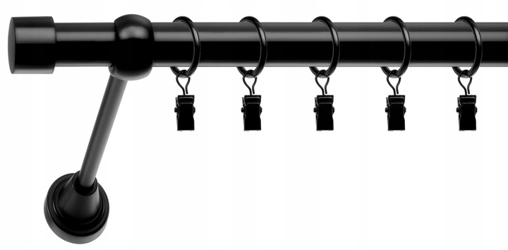 KARNISZ POJEDYNCZY 180 cm - fi 19 mm SIMPLE KARNISZE KÓŁKA METAL CZARNY