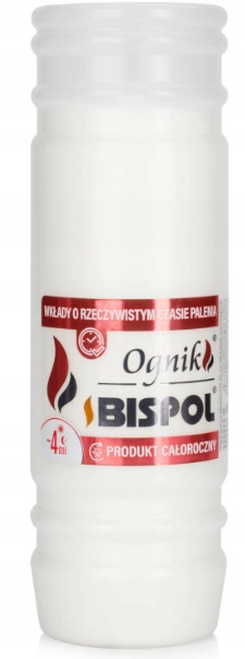 BISPOL wkład parafinowy do zniczy 17,5 cm WP4 zgrzewka 24 sztuki