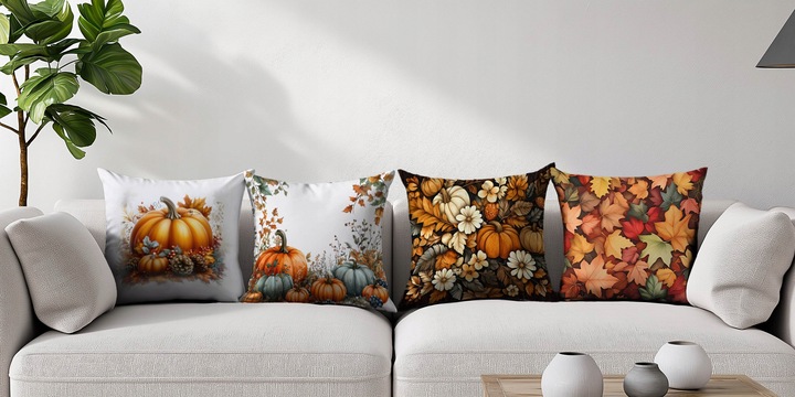 POSZEWKI JESIENNE KOMPLET 4 SZT POSZEWKI NA PODUSZKE POSZEWKI DEKORACYJNE
