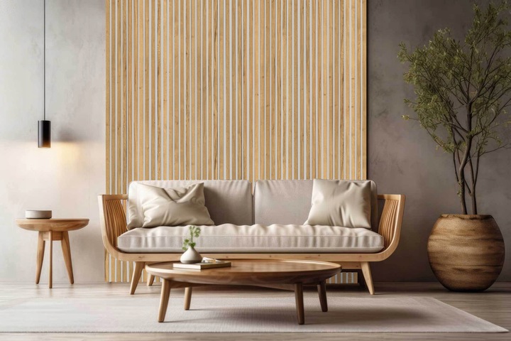 Lamele ścienne na BIAŁEJ PŁYCIE 55 x 275 dąb naturalny, wotan różne kolory