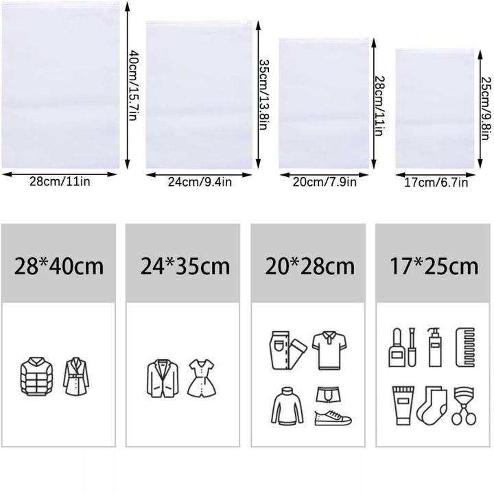 16x WORKI NA UBRANIA AKCESORIA TORBY DO WALIZKI BAGAŻU ORGANIZER PODRÓŻNY