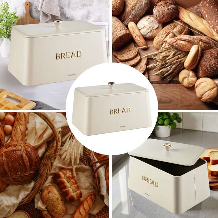 Chlebak KING Hoff KH-1950 kremowy metalowy elegancki design Pieczywo