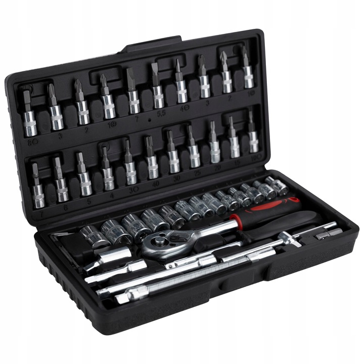 ZESTAW NARZĘDZI BITY KLUCZE INBUSY TORX WALIZKA NARZĘDZIOWA 46 ELEMENTÓW