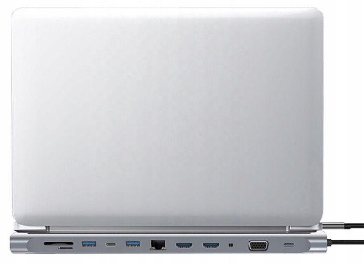 HUB USB-C 2x HDMI 4k VGA 3x USB 3.0 LAN RJ45 SD FT Card Jack 3,5mm PD 87W