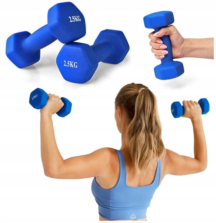 HANTLE ŻELIWNE HANTELKI NEOPRENOWE DO ĆWICZEŃ CIĘŻARKI ZESTAW 2x2,5 kg