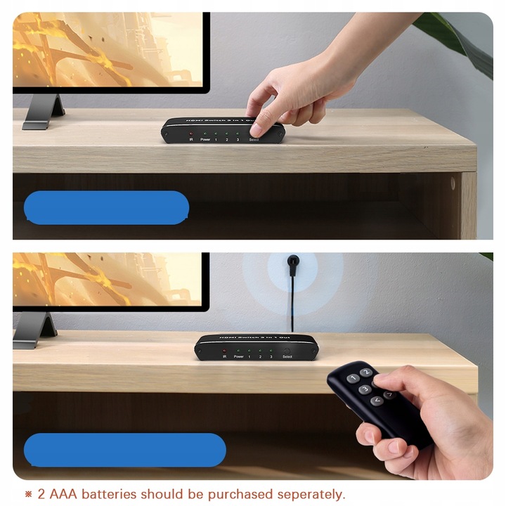 ROZDZIELACZ PRZEŁĄCZNIK SWITCH 3x HDMI 4K HDMI2.0 4K@60HZ