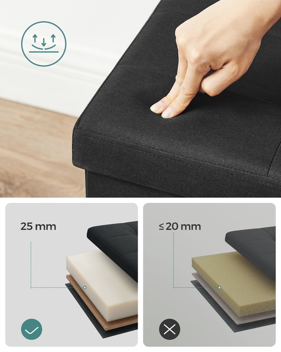 Pufa ze Schowkiem Składana Skrzynia Pojemnik Ława