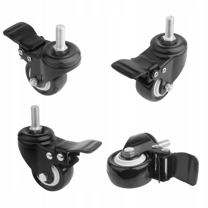 ZESTAW JEZDNY KÓŁKA OBROTOWE 50mm KOŁA MEBLOWE ŚRUBA M8 4szt Z