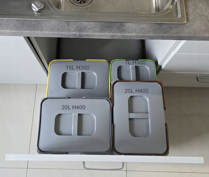 Kosz na śmieci SORT 62L do szafki szuflady 60 Blum 4 pojemniki na odpady