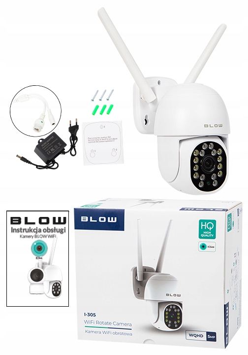 ZEWNĘTRZNA OBROTOWA KAMERA BLOW WIFI IP 5MP ULTRA HD AUDIO IP66 ICSEE ZOOM