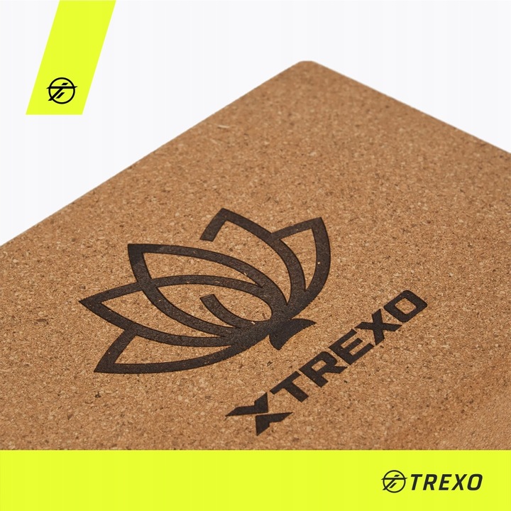 Kostka do jogi pilates TREXO korkowa TXO-B4Z077-NC NATURALNA TRWAŁA 22x14x7