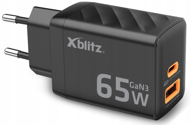 SZYBKA PODWÓJNA ładowarka sieciowa Xblitz XC2 GaN3 USB-C PD 65W USB-A QC3.0