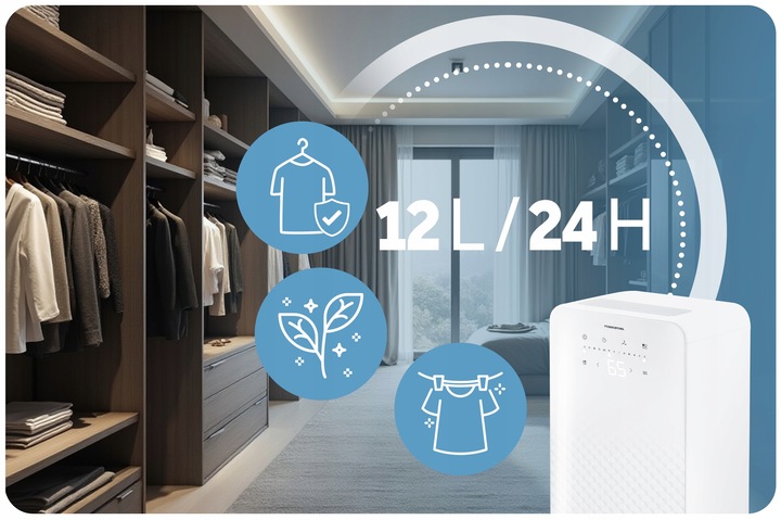 Osuszacz powietrza pochłaniacz wilgoci 12l/24h BERDSEN higrostat timer