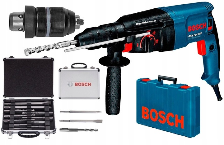 BOSCH MŁOTOWIERTARKA 800W 2,7J + DODATKOWY UCHWYT GBH 2-26DFR +