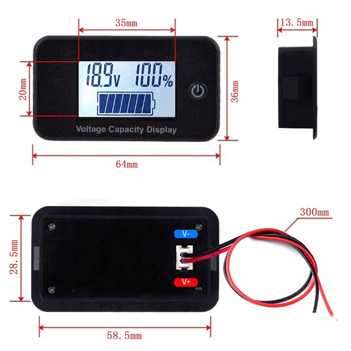Wskaźnik naładowania akumulatora baterii Pb Li-Ion test 12/24/36/48/60/72 V