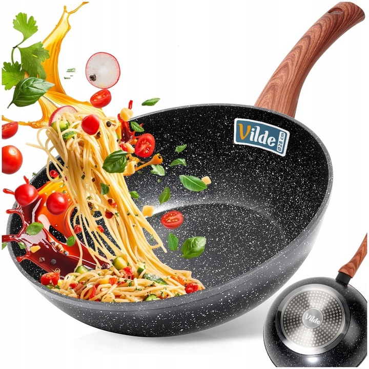 Wok GRANITOWY patelnia głęboka do smażenia duszenia dań azjatyckich 28 cm