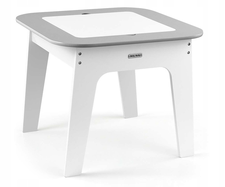 Stolik drewniany z krzesłami BIAŁY dzieci Zabawa Nauka Olaf Milly