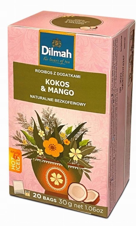 Herbata w torebkach Dilmah kokos i mango 40szt