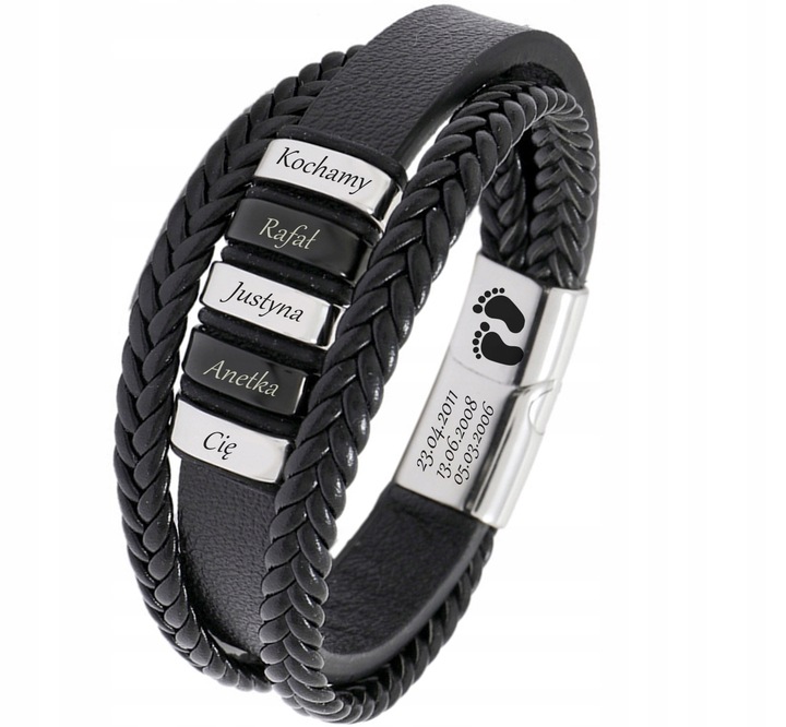 Bransoletka SKÓRZANA IMIONA RODZINY GRAWER
